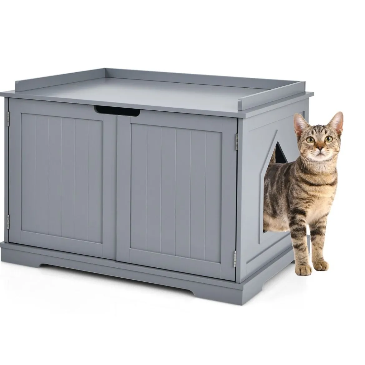 Katzenhaus mit Bett Innenkatzenhaus geschlossene Katzentoilette mit Eingang Grau