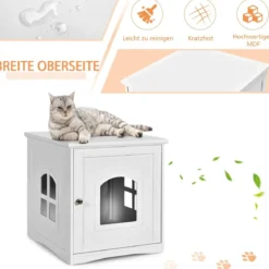 Katzenklo-Gehäuse dekoratives Katzenhaus mit magnetischer Tür 49 x 53 x 53 cm Weiß
