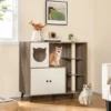 Katzenklo Schrank mit 3 Sisal-Kratzbäumen Katzentoilette Schrank mit 5 Metallstützbeinen Grau+Weiß