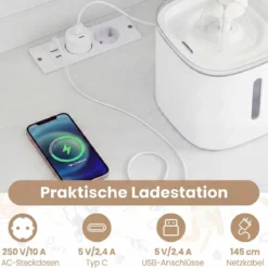 Katzenklo Schrank mit Verstellbarem LED-Licht & Regal & Ladestation & Schublade Katzentoilette Weiß