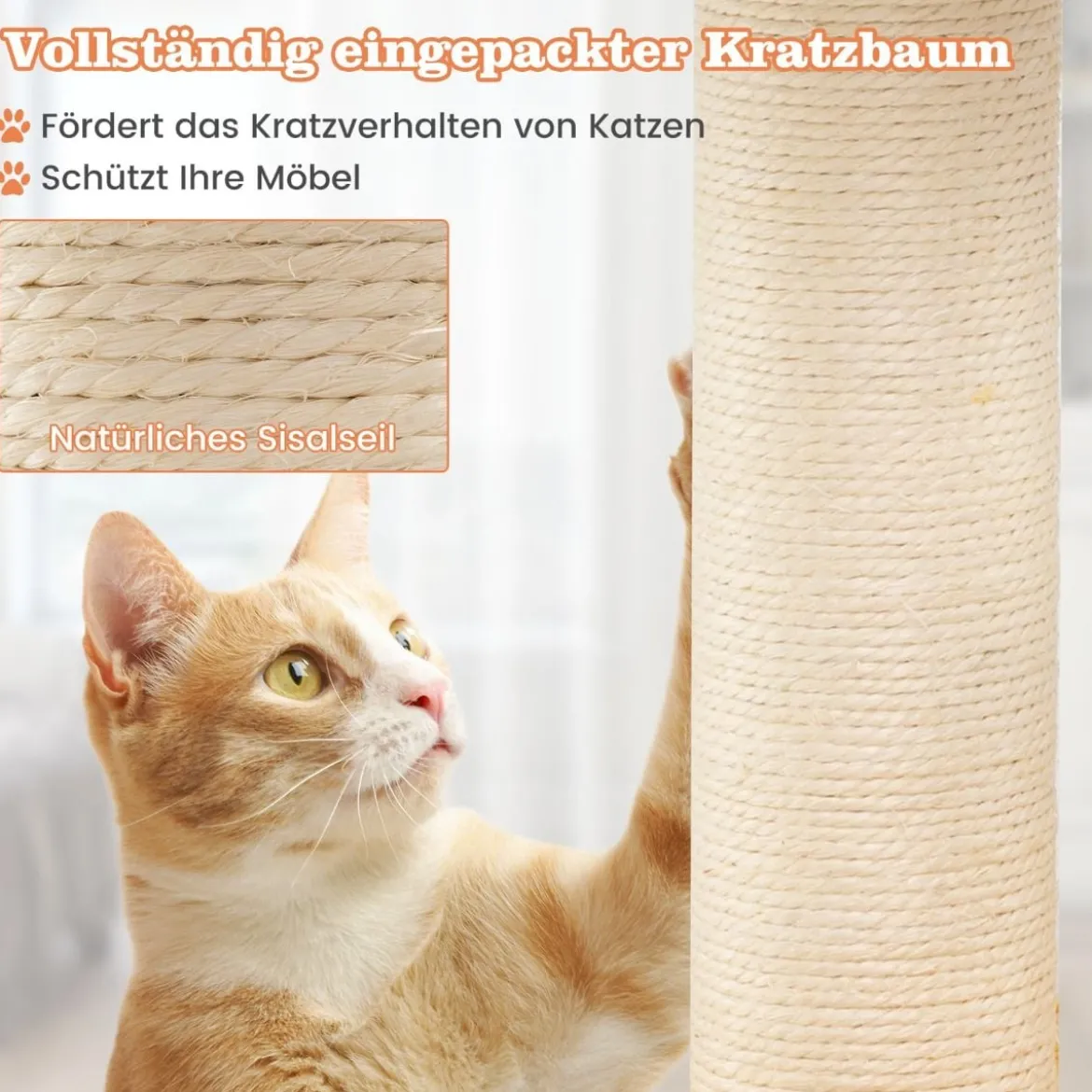 Katzenkratzbaum mit Hubschrauber Plattform & Kratzsäule & Sprungplattform Kratzbaum