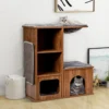 Katzenmöbel mit Höhle Matten Katzen Spielhaus Holz Katzenbaum Katzenhaus Kletterbaum 69x39x 80,5 cm