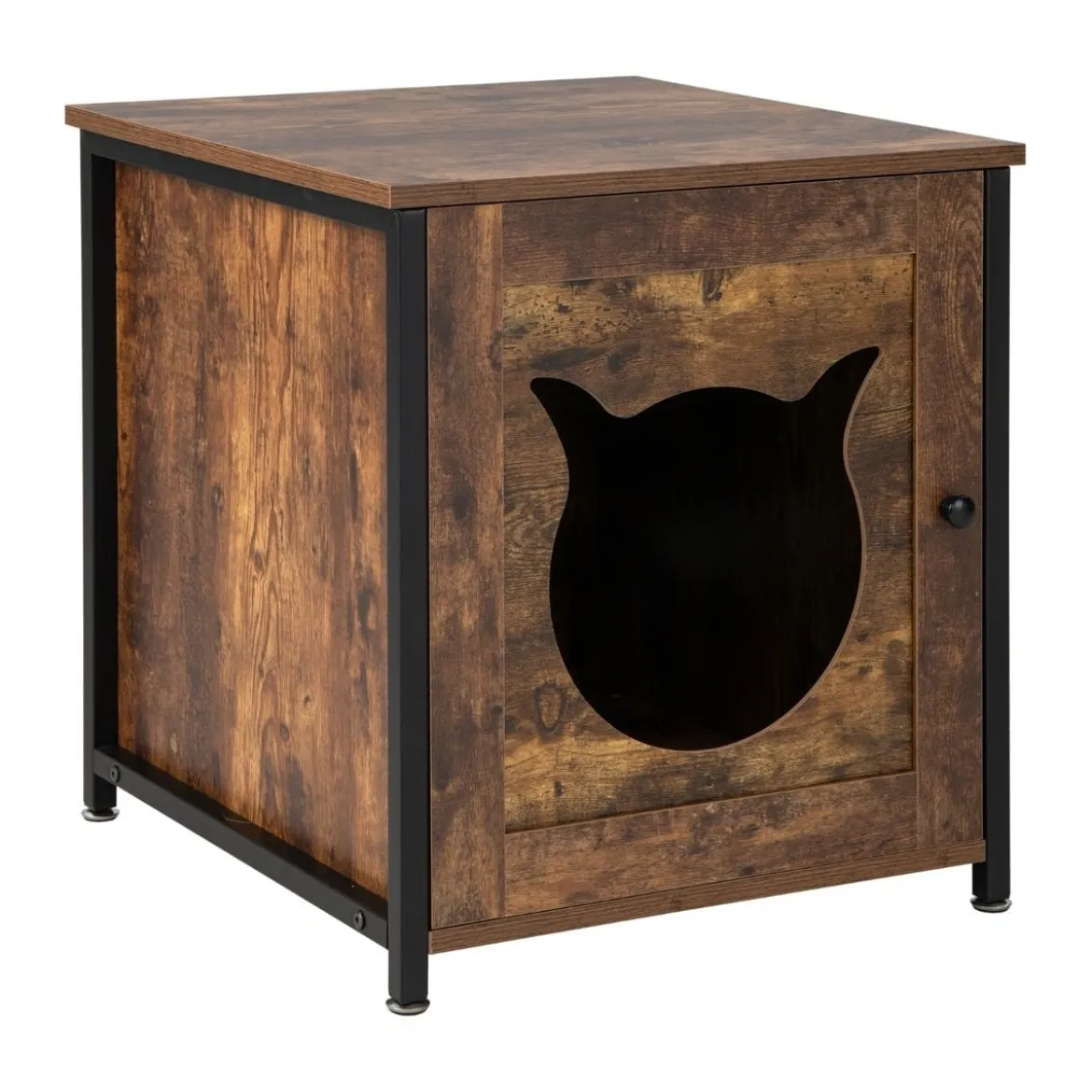 Katzenschrank aus Holz mit Tür & Eingang Katzenklo Schrank Katzentoilette 50 x 53 x 55 cm