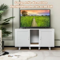 Katzenschrank für Katzentoilette mit Kratzbrett & 2 Türen & Eingang 120 x 52 x 65 cm