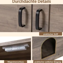 Katzenschrank für Katzentoilette mit Bücherregal Katzenklo Schrank Katzenhaus mit Eingang Grau