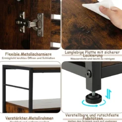 Katzenschrank Katzentoilette mit Lamellentür & Eingang Katzenhaus mit Regal & Haken Braun