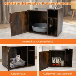 Katzenschrank mit Kratzbaum Katzenturm mit Sisal-Kratzpfosten Kratzmatte & hängendem Ball Katzenbaum Braun