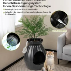 Katzentoilette intelligente Geruchsentfernung & Sterilisation Blumentopf-Stil Türvorhang 63L Katzenklo für Katzen