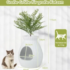 Katzentoilette intelligente Geruchsentfernung & Sterilisation Blumentopf-Stil Türvorhang 63L Katzenklo für Katzen