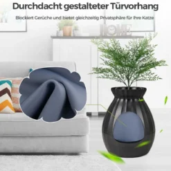 Katzentoilette intelligente Geruchsentfernung & Sterilisation Blumentopf-Stil Türvorhang 63L Katzenklo für Katzen