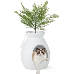 Katzentoilette intelligente Geruchsentfernung & Sterilisation Blumentopf-Stil Türvorhang 63L Katzenklo für Katzen