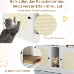 Katzentoilette Katzenschrank für 2 Katzen verstecktes Katzenkloschrank mit Stauraum Weiß