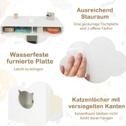 Katzentoilette Katzenschrank für 2 Katzen verstecktes Katzenkloschrank mit Stauraum Weiß