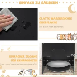 Katzentoiletten-Gehäuse mit magnetischer halber Klapptür & Katzenloch Schwarz