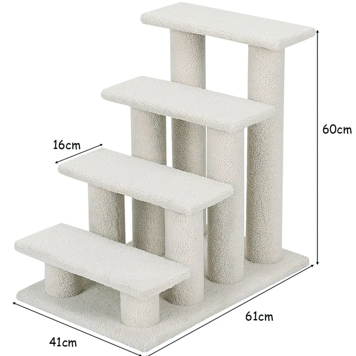 Katzentreppe 2-in-1 Lamm Kaschmir Haustiertreppe Beige 61 x 40 x 60 cm