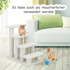 Katzentreppe 2-in-1 Lamm Kaschmir Haustiertreppe Beige 61 x 40 x 60 cm