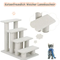 Katzentreppe 2-in-1 Lamm Kaschmir Haustiertreppe Beige 61 x 40 x 60 cm