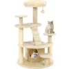 Katzenturm für erwachsene Katzen mehrstufiger Kletterbaum mit Höhle gepolstertem Sitz Beige