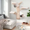 Katzenturm zur Wandmontage mit Hängematte & 4 Plattformen & Sisal-Kratzmatte Katzenwandregale