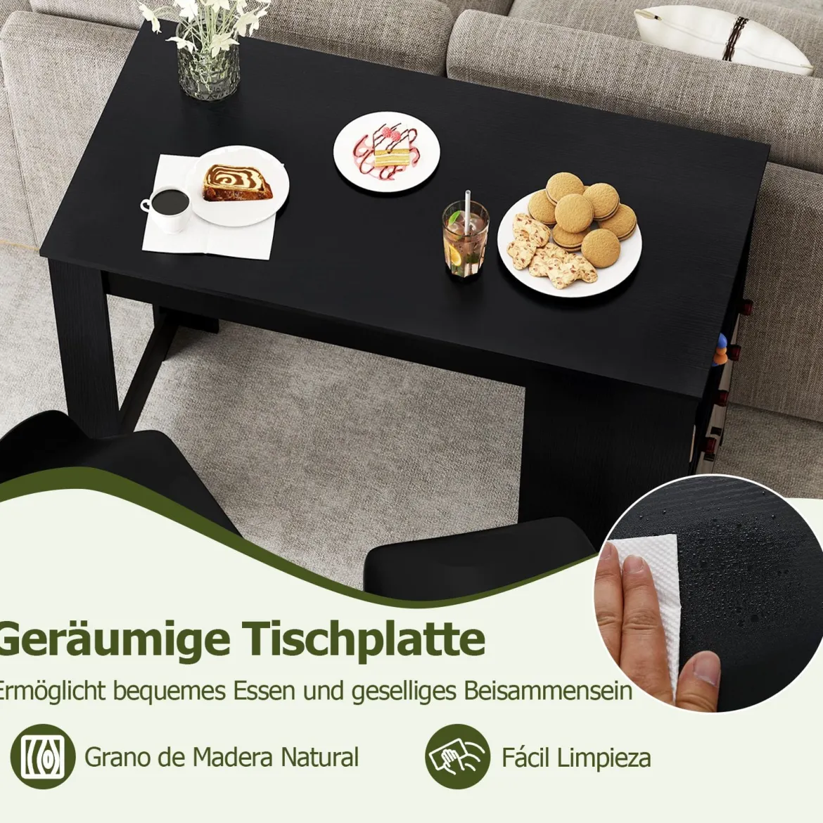 Küche Bartisch mit Weinregalen & Offenen Fächern & 2 Tür Küchentheke 2 Personen HausbarSchwarz