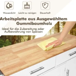 Kücheninsel Servierwagen Küchenwagen mit Rollen Weiß 122 x 46 x 92,3 cm