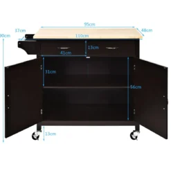 Kücheninsel Servierwagen mit Schubladen 110 x 48 x 90 cm Braun