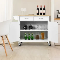 Kücheninsel Servierwagen mit Schubladen 110 x 48 x 90 cm Weiß