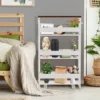 Kücheninselwagen Rollender 4-Stöckiger Schmaler Küchenwagen mit Griff 48 x 12,5 x 81 cm Weiß