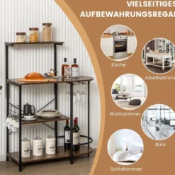 Küchenregal für Mikrowelle Mikrowellenregal auf Rollen 90 x 124 x 41,5 cm Rustikales Braun
