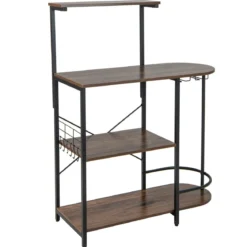 Küchenregal für Mikrowelle Mikrowellenregal auf Rollen 90 x 124 x 41,5 cm Rustikales Braun