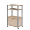 Küchenregal mit Rollen Küchenwagen mit Ablagen & Schrank Standregal für Küche Esszimmer Servierwagen für Mikrowelle 60 x 40 x 98 cm Natur