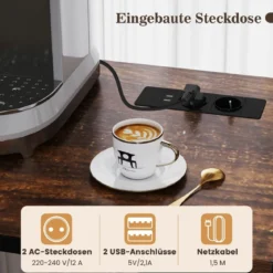 Küchenregal mit Steckdose Weinregal für 9 Flaschen Standregal mit Schrank Schwarz/Rustikales Braun