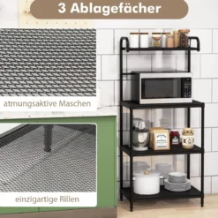 Küchenregal 4-stufig Mikrowellenregal mit verstellbaren Regalböden Mikrowellenständer aus Metall 59 x 34 x 136 cm