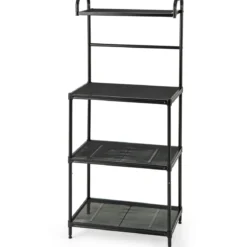 Küchenregal 4-stufig Mikrowellenregal mit verstellbaren Regalböden Mikrowellenständer aus Metall 59 x 34 x 136 cm