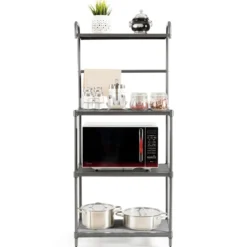 Küchenregal 4-stufig Mikrowellenregal mit verstellbaren Regalböden Mikrowellenständer aus Metall 59 x 34 x 136 cm
