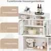 Küchenschrank aus Holz mit Glastüren mit verstellbaren Einlegeböden Sideboard Weiß