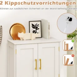 Küchenschrank aus Holz Vorratsschrank Küche Buffetschrank mit 4 Türen & 2 verstellbaren Regalen Schwarz/Weiß