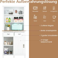 Küchenschrank Freistehender Buffetschrank mit Schiebetüren 76 x 47 x 170 cm Weiß
