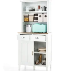 Küchenschrank Freistehender Buffetschrank mit Schiebetüren 76 x 47 x 170 cm Weiß