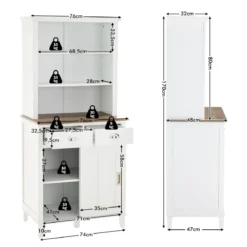 Küchenschrank Freistehender Buffetschrank mit Schiebetüren 76 x 47 x 170 cm Weiß