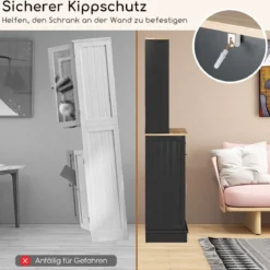Küchenschrank für 45 L Mülleimer mit 2 Schubladen & Verstellbaren Einlegeböden Buffetschrank Schwarz