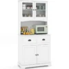 Küchenschrank hoch Hochschrank mit 4 Türen & 2 Schubladen & Arbeitsplatte & 2 Schränken 80 x 40 x 170 cm Weiß