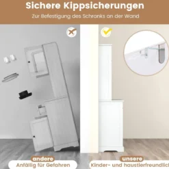 Küchenschrank hoch Hochschrank mit 4 Türen & 2 Schubladen & Arbeitsplatte & 2 Schränken 80 x 40 x 170 cm Weiß