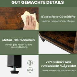 Küchenschrank im Farmhaus-Stil Rustikales Sideboard mit Schiebetür & Verstellbaren Regalen