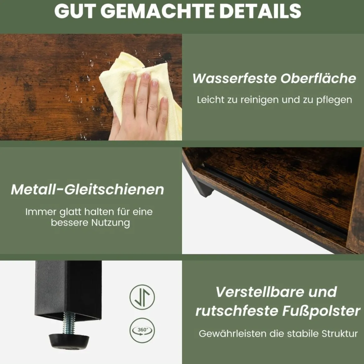 Küchenschrank im Farmhaus-Stil Rustikales Sideboard mit Schiebetür & Verstellbaren Regalen