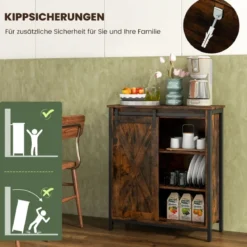 Küchenschrank im Farmhaus-Stil Rustikales Sideboard mit Schiebetür & Verstellbaren Regalen