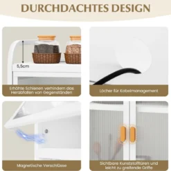 Küchenschrank Küchenbuffet mit Steckbrett & verstellbarem Regal 76 x 36 x 161 cm Weiß