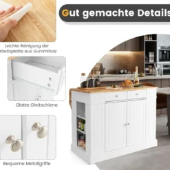 Küchenschrank Kücheninsel mit Nischenwagen 13cm breit 4 Etagen Küchenwagen Weiß