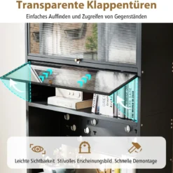 Küchenschrank mit 6 Ebenen Buffet-Schrank mit Regal freistehendes Backregal mit Stauraum Schwarz/Weiß