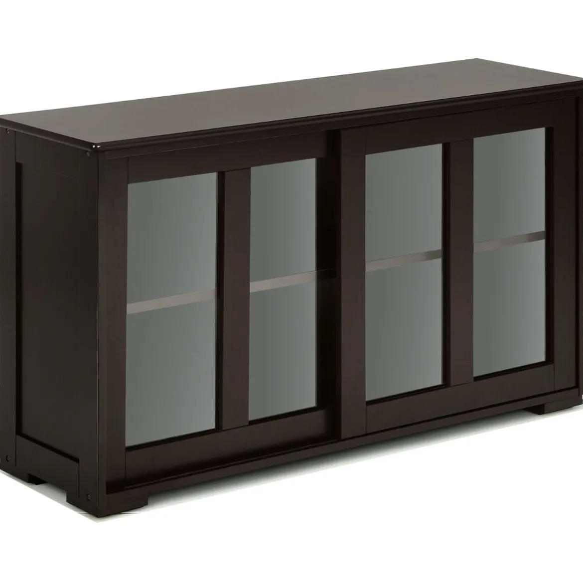 Küchenschrank mit Glasschiebetüren & Verstellbarem Ablage Sideboard Braun
